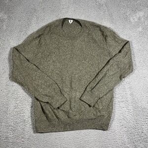 Arket Lightweight Jumper Mens Sz XL Speckled Green Cotton Silk Sweater Pullover